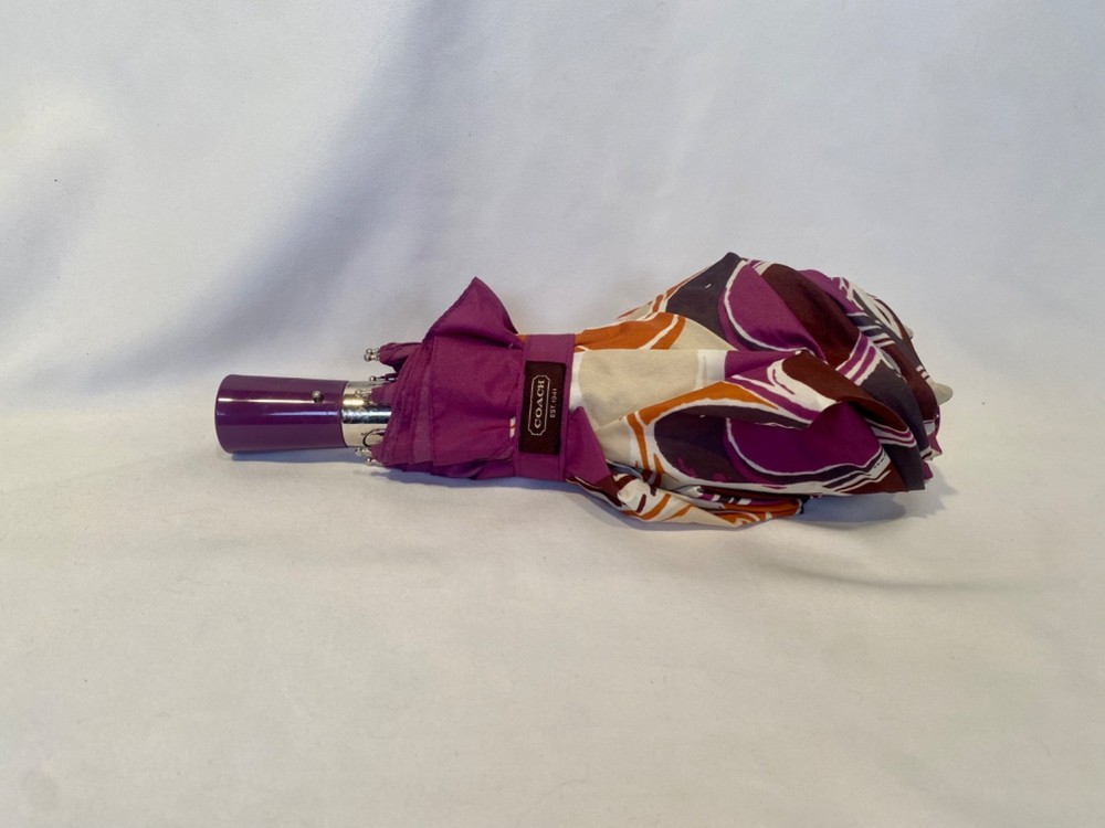 Coach Mini Retractable Umbrella, Multi Colored Kaleidoscope C-Coach Pattern