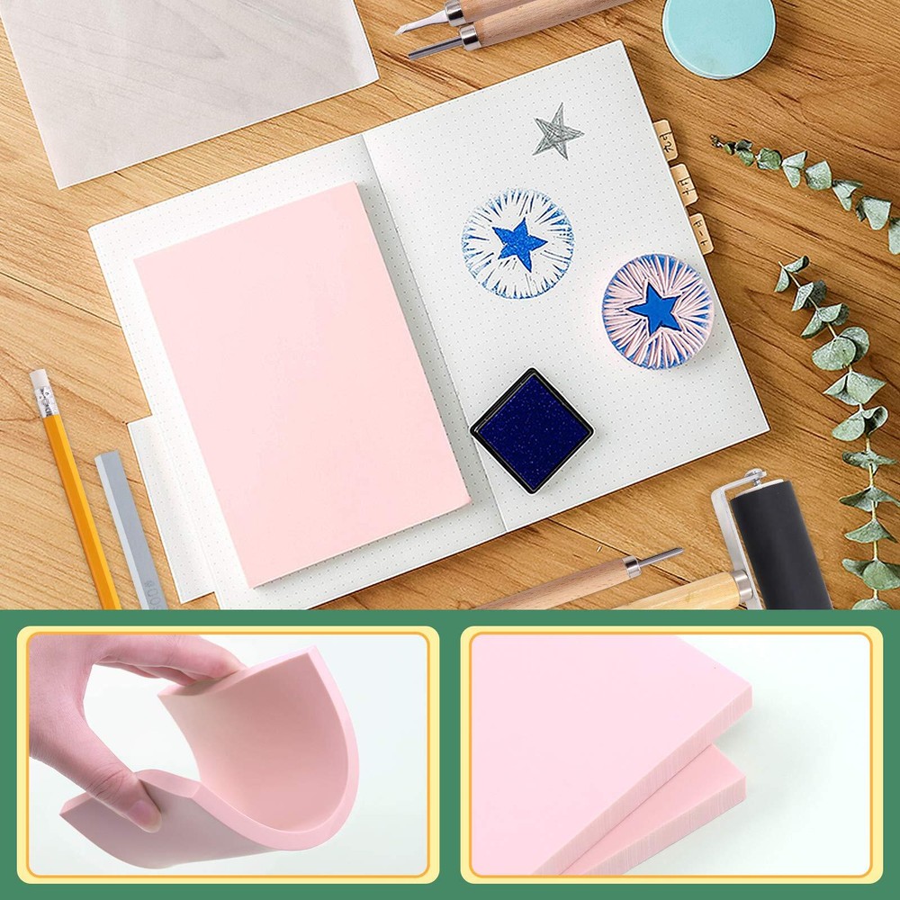 41 Pieces Rubber Stamp Making Kit 2 Carving Blocks 3 Tools Printmaking