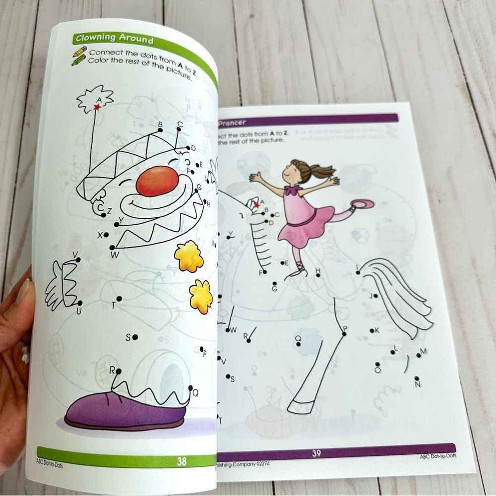 Bundle of 2 Kids Pre-K Learning Workbooks Math Basic Concepts & ABC Dot-To-Dots