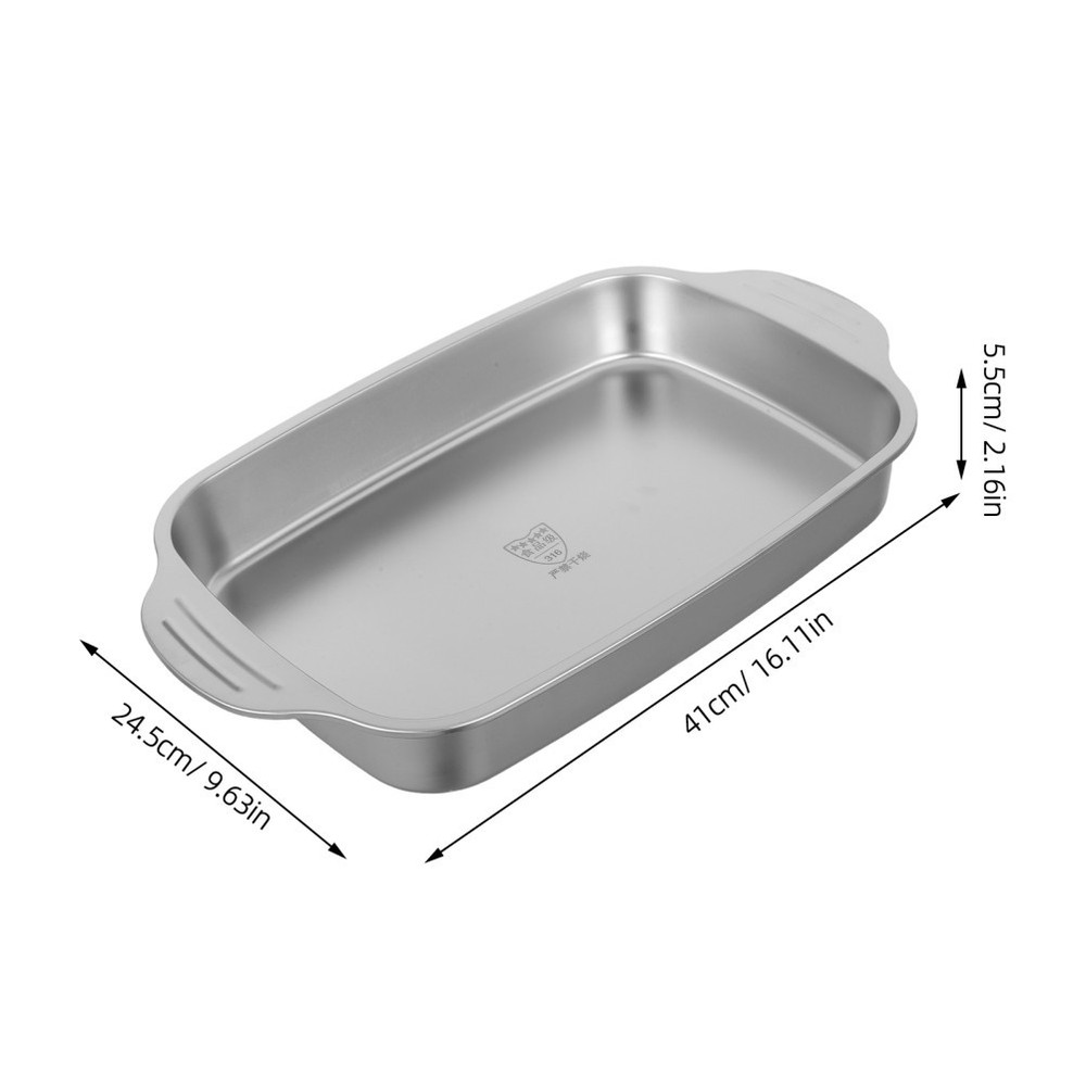 Stainless Steel Roasting Pan: 316L Rectangular Baking Tray - Broiler Pan for