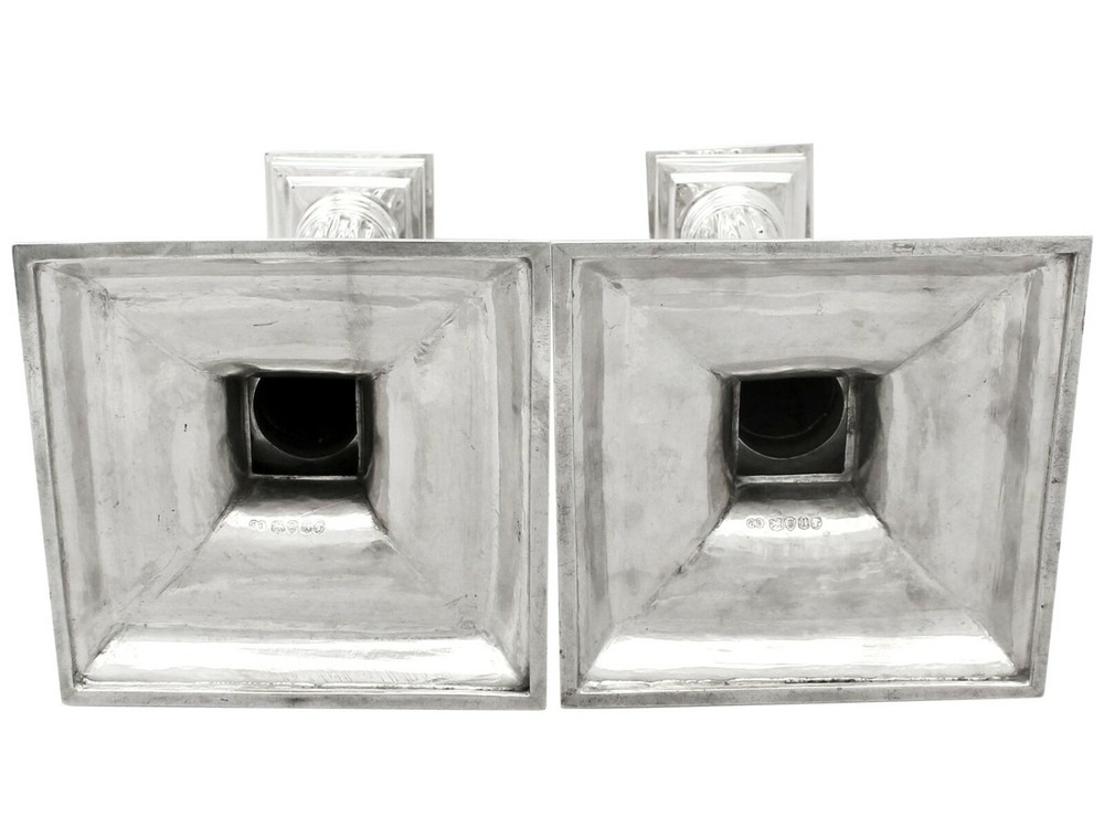 Victorian Sterling Silver Candlesticks Charles II Style
