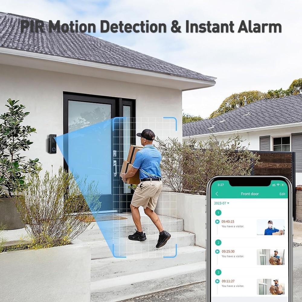 2K Wireless Doorbell Camera with No Subscription - Smart Home Security Solution