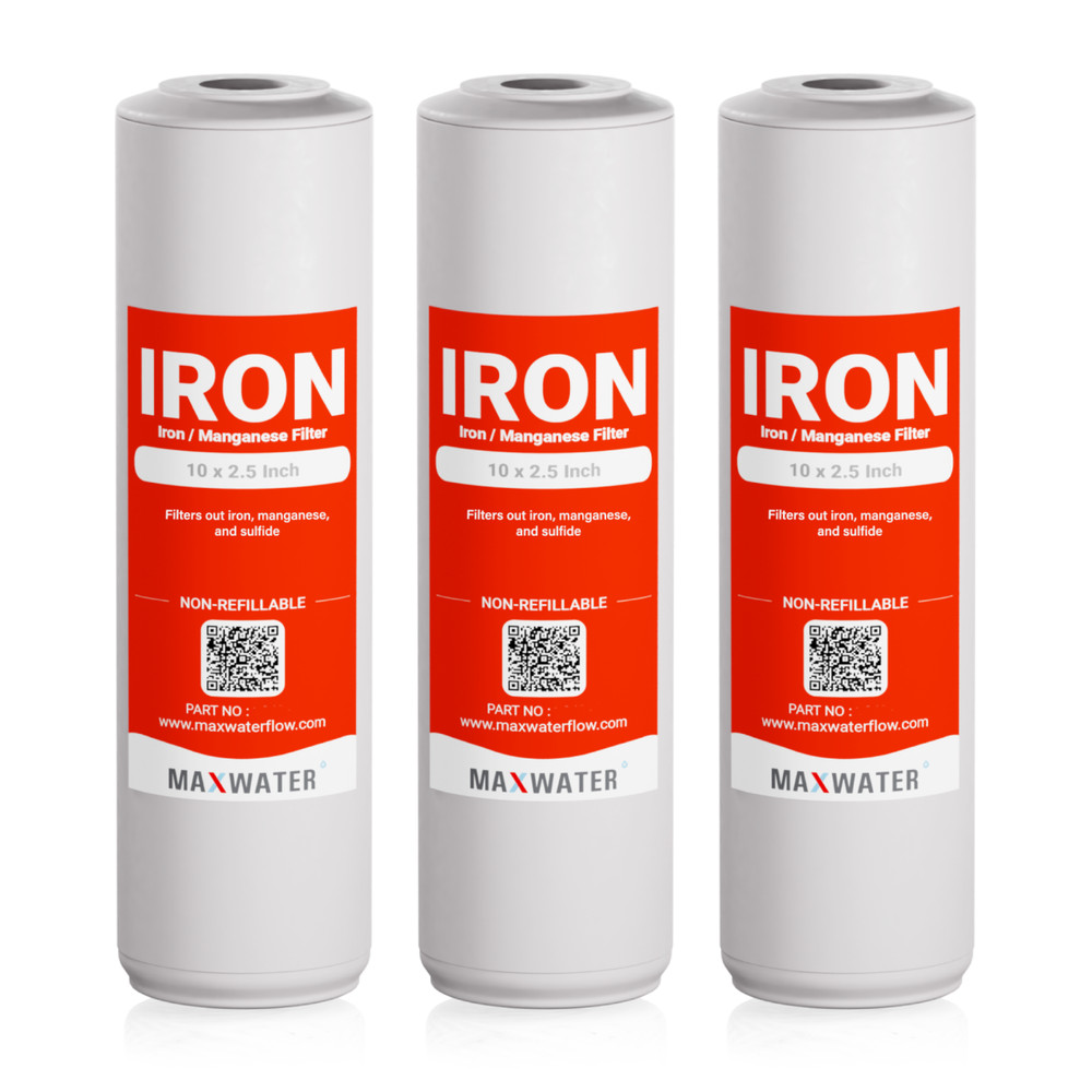 3 Packs Iron Manganese water filters for whole house systems size 10" x 2.5"
