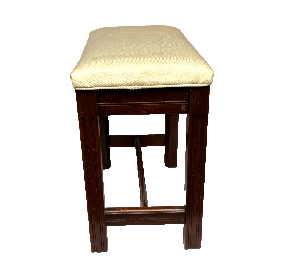 Vintage MCM Upholstered Solid Wood Piano Bench Stool