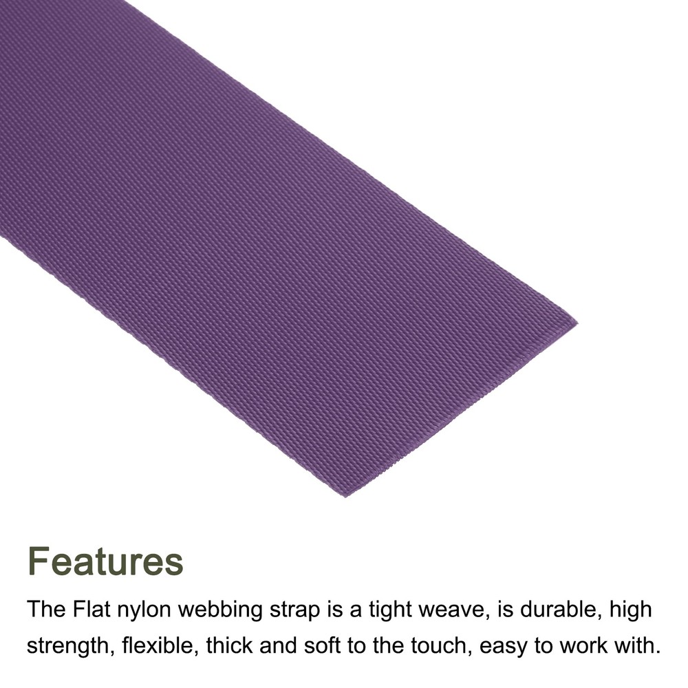 Flat Nylon Webbing Strap 2 Inch 10 Yards Bean Purple for Backpack