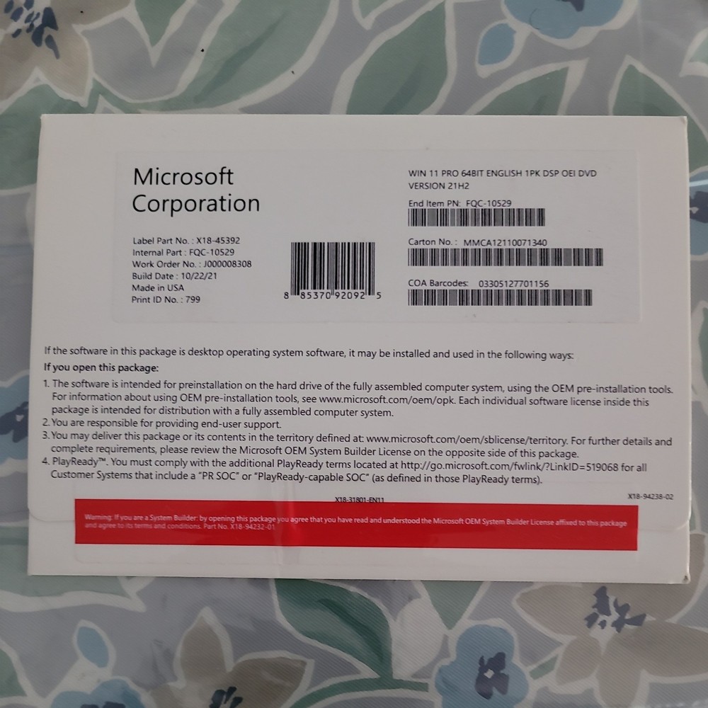 Microsoft Windows 11 Pro DVD