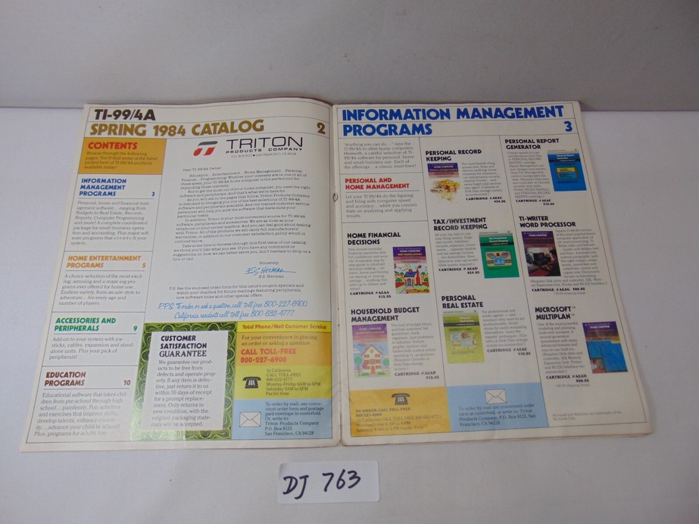 Triton Catalog TI 99/4A Texas Instruments Spring 1984 home computer '84