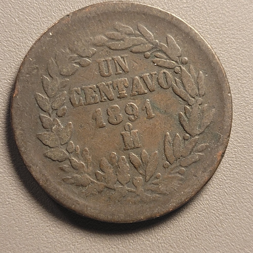 1891 Mo Mexico 1 Centavo Coin - Copper