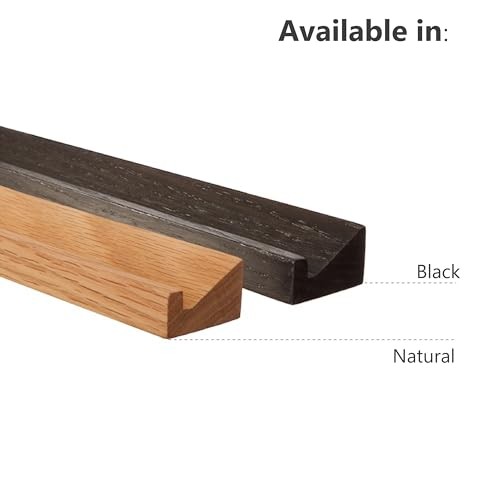 Vinyl Record Wall Mount, Solid Oak Floating Record Shelf for Albums, Black