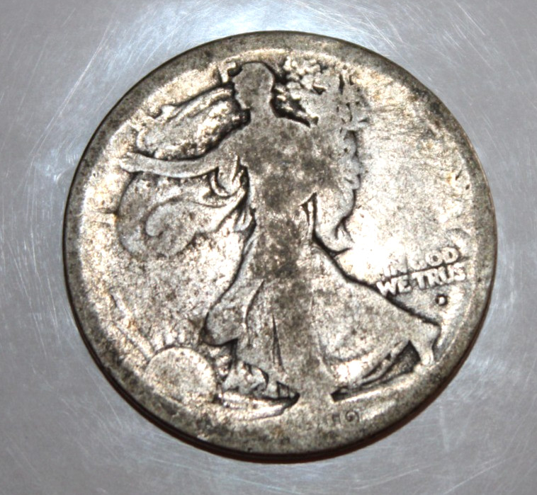 1916- D on Obverse Walking Liberty Half Dollar