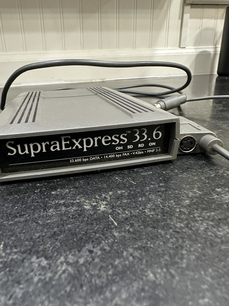 SupraExpress 33.6 External Fax Modem V.42bis Vintage Computer Accessory