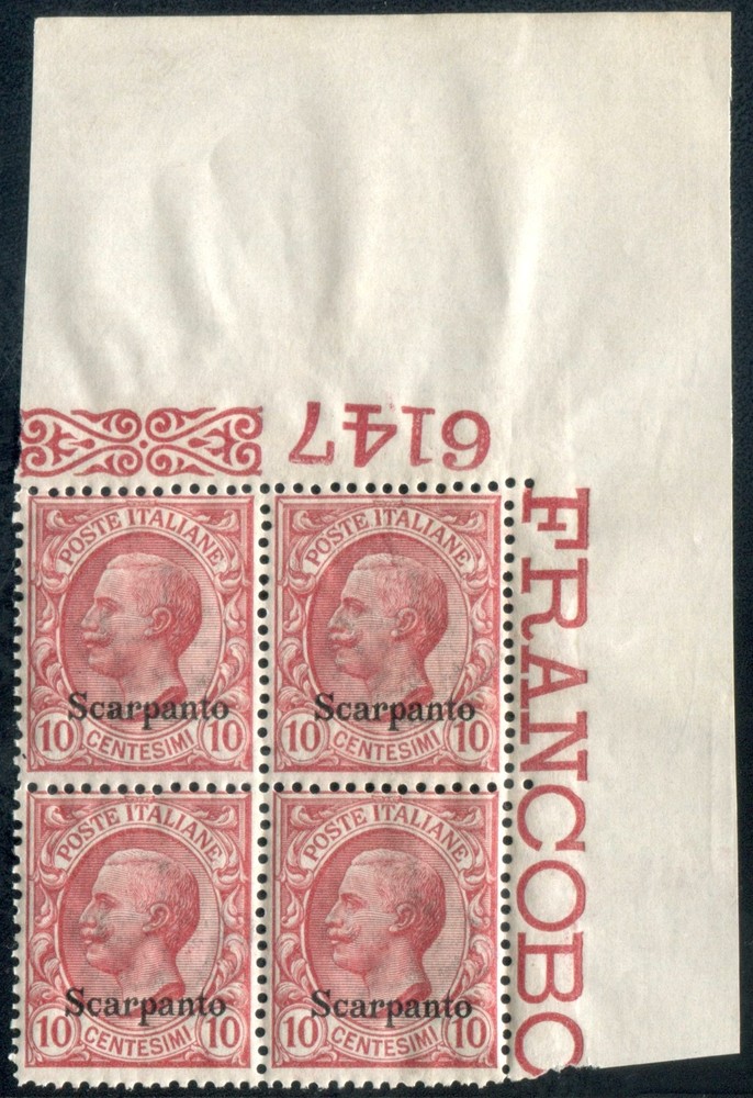 1912 Aegean Sharpanto 10 + 40 Cent. quarters with table number spl **