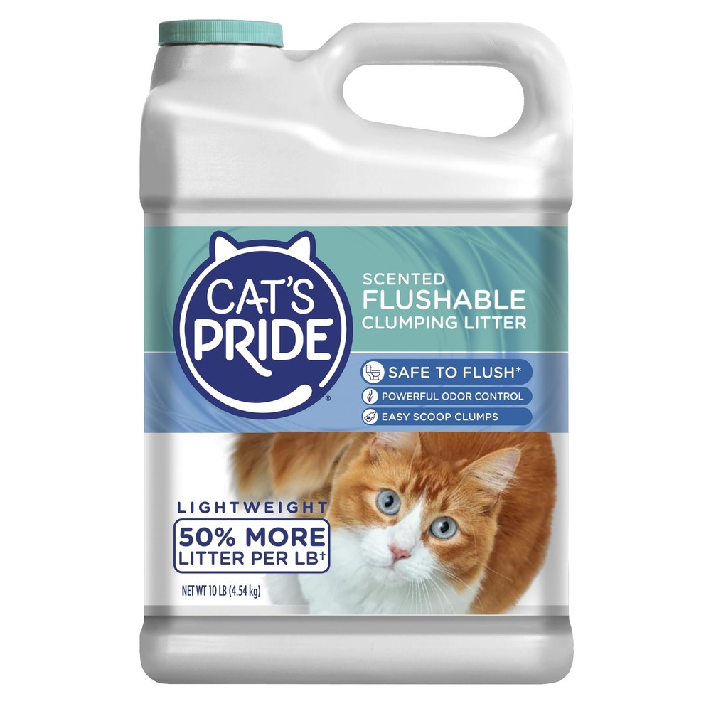 Flushable Clumping Cat Litter - Powerful Odor Control, Scented, 10 lbs