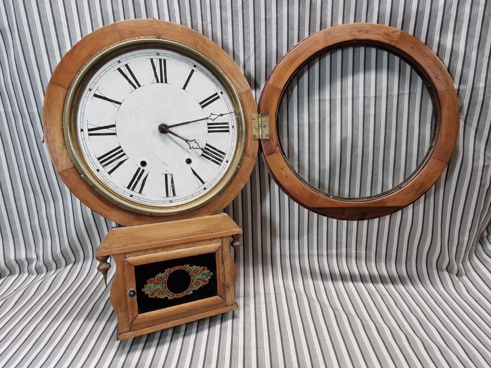 Antique Drop Dial Wood Wall Clock