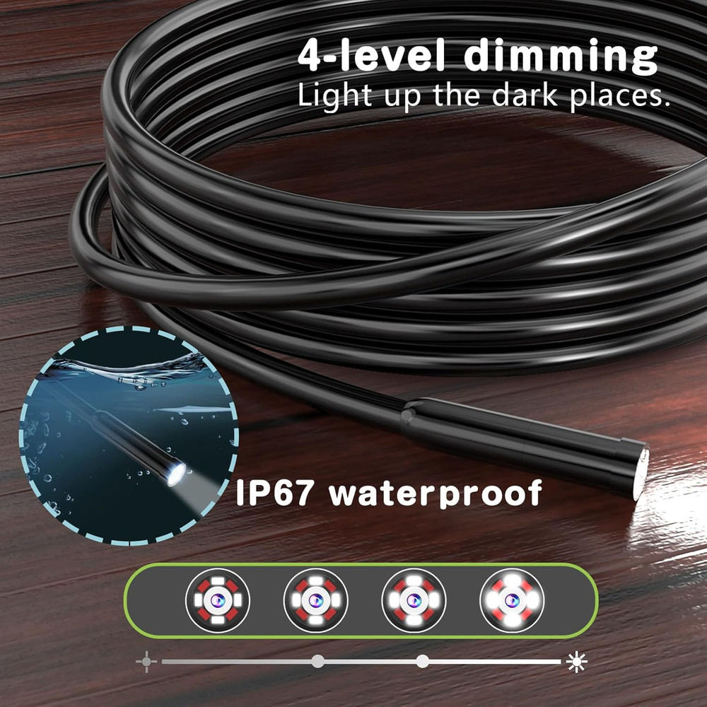 Borescope with Night Vision Function Endoscope Borescope Camera Diameter 0.34In