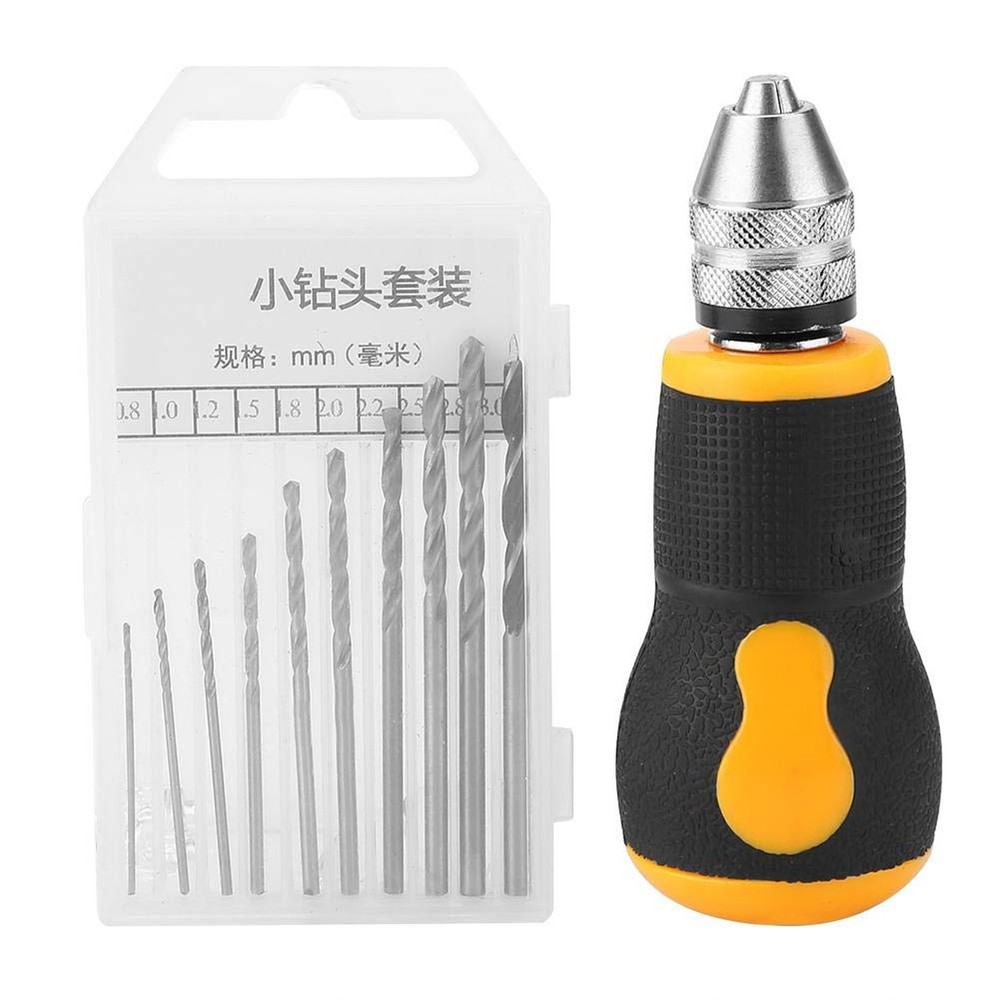 Mini Hand Drill - 10pcs Small Drill Bits Set, 0.8-3.0mm