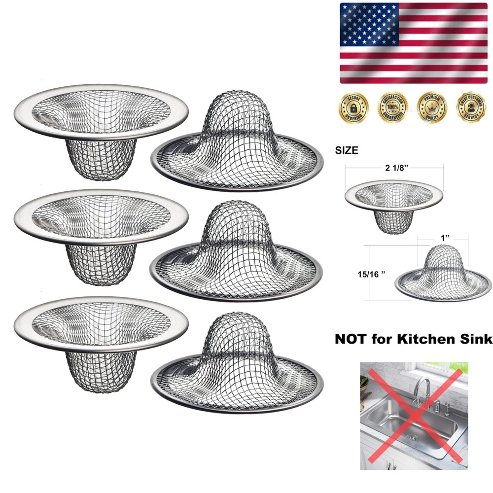 Efficient Mesh Sink Strainers - Rust Resistant 2.125" Hair Catchers, 6 Pack