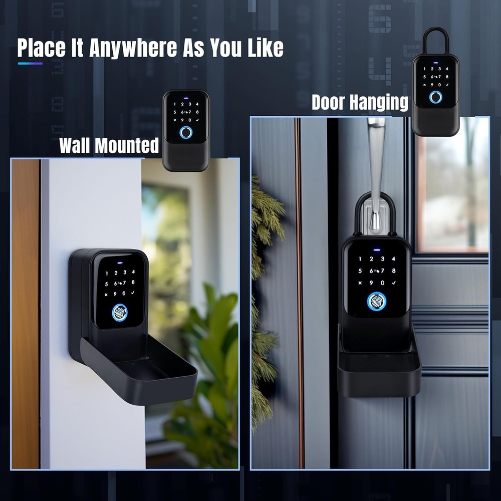 Smart Key Lock Box, Bluetooth Fingerprint Lock Box with Tuya APP Control