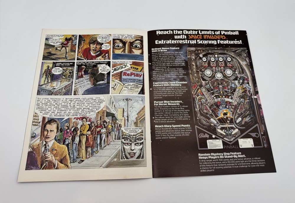 Bally Space Invaders Pinball Machine Flyer Collector's Edition Original Comic