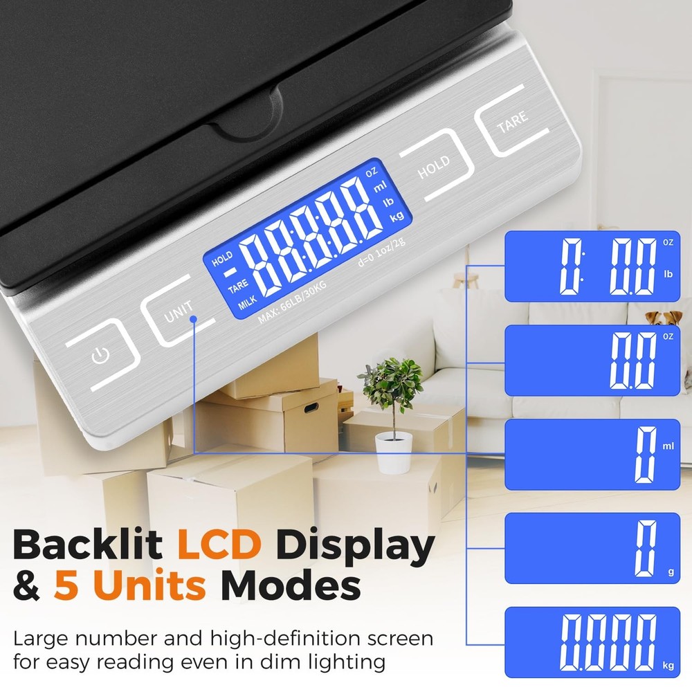 Digital Shipping Postal Scale, Mail Scale, Postage Scale for Packages 66lb/0.1oz