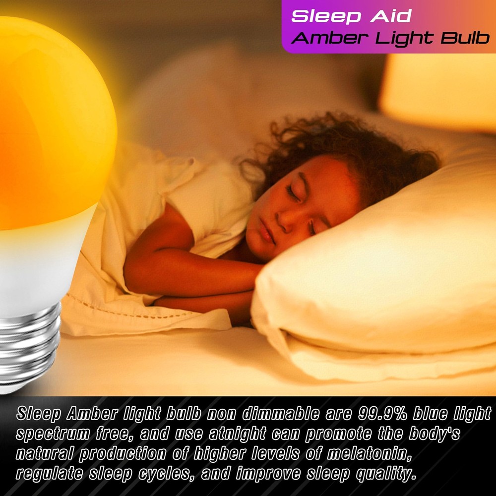 Amber Sleep Light Bulb, Blue Light Blocking, 1800K Warm Light Bulb 25-40W Equ...