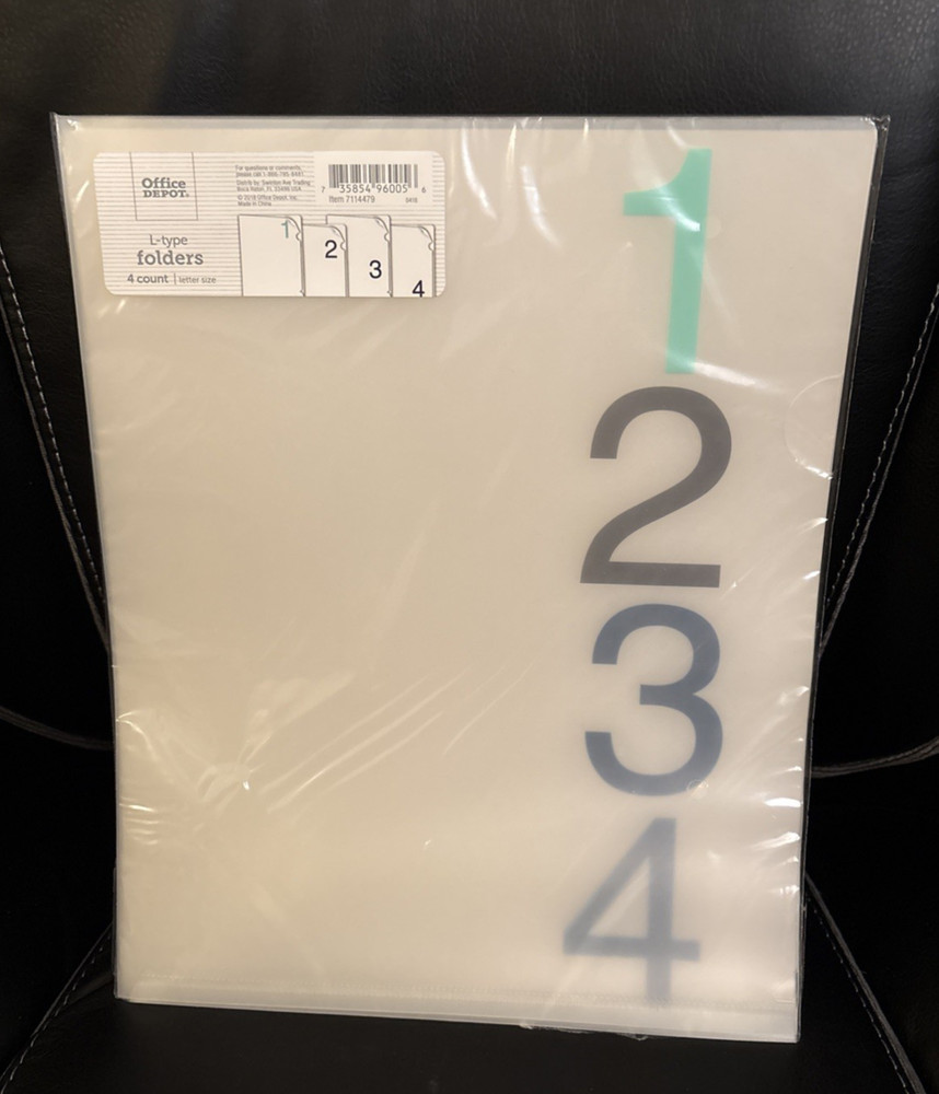 Office Depot L-Type Folders Clear, 4 count