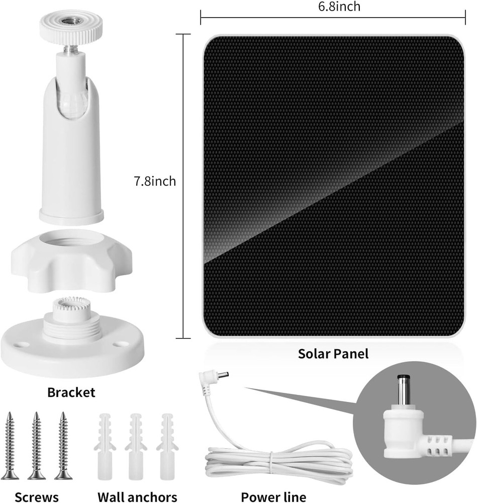 10ft cable-7W-5V Solar Panel Charger for Ring Camera Spotlight & Stick Up Cam