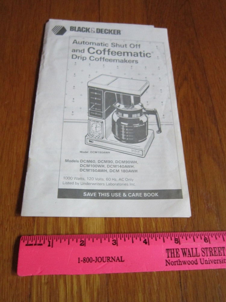 Vtg Black & Decker Coffee Maker User Manual Instructions Guide ONLY DCM Models