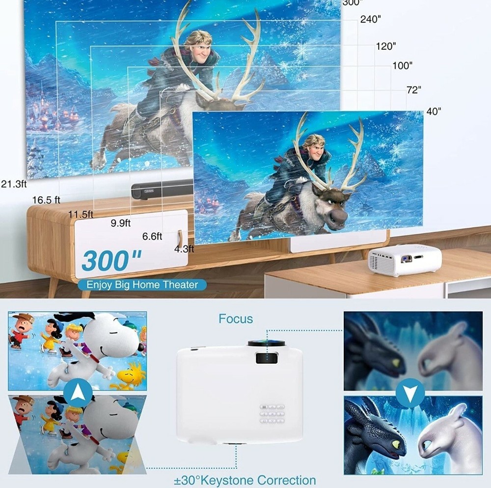 Projector with WiFi and Bluetooth, HOWWOO Native 1080P Portable Projector...
