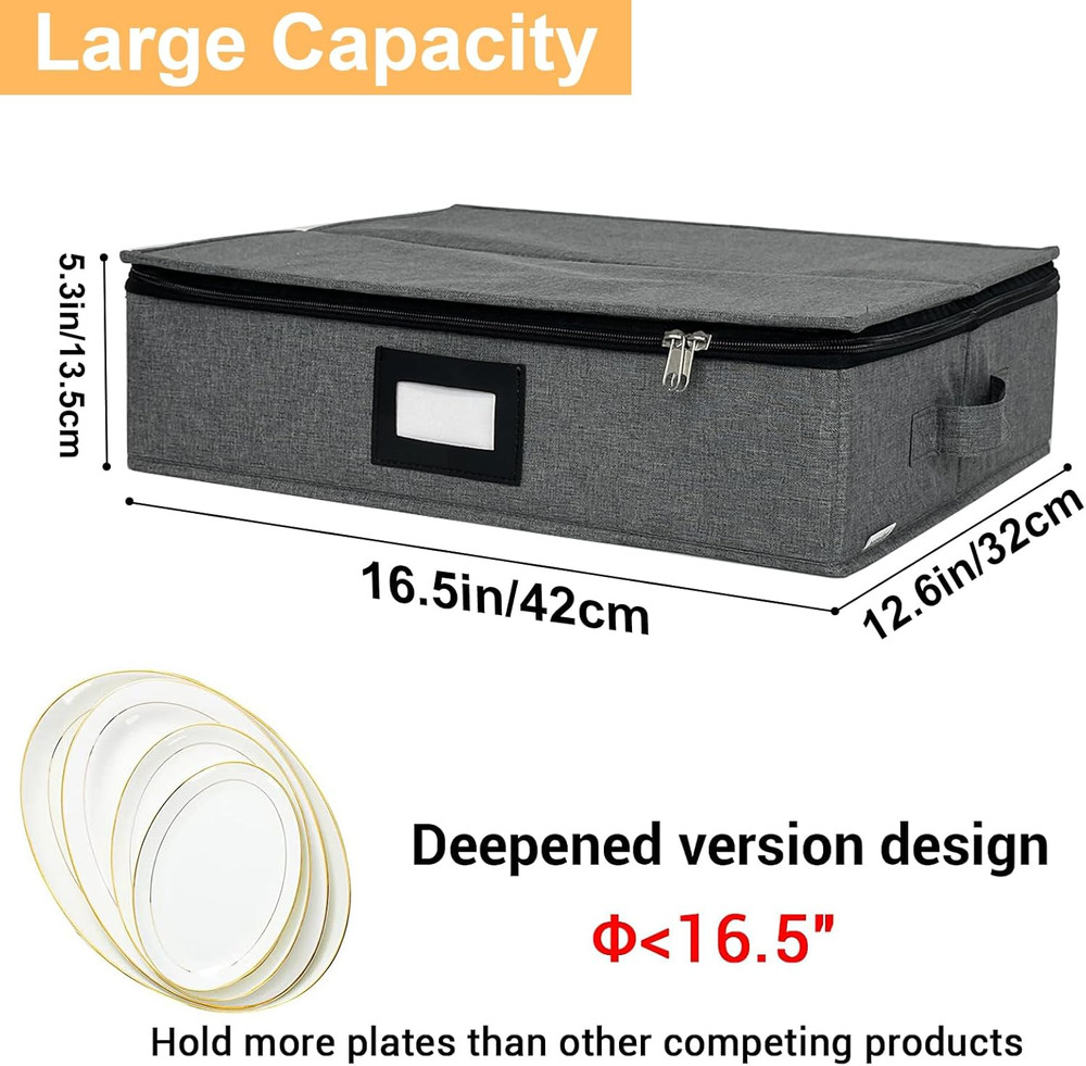 Platter Storage Case - Stackable China Storage Containers Hard Shell with Durabl