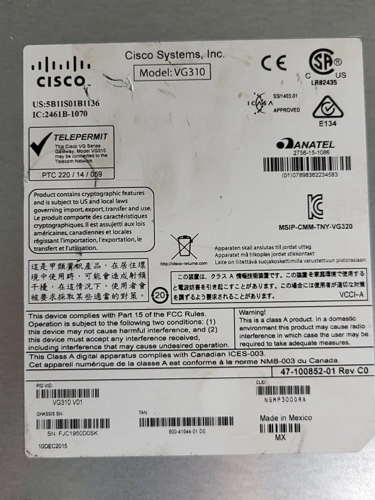 CISCO VG310 V01 Analog Voice Gateway
