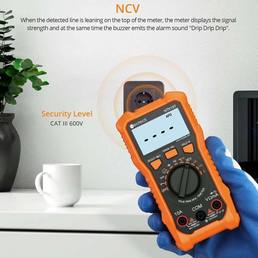 True RMS Digital Multimeter 2000 Counts AC/DC Voltage Current Resistance