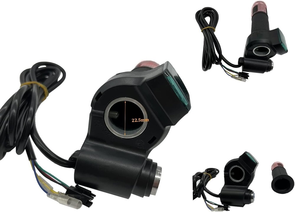 Universal E-Bike Throttle Grip with LCD Voltage Display - 12V-84V Compatibility