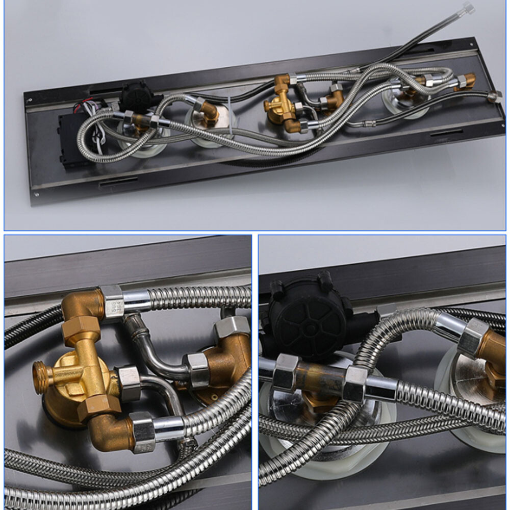 Silver Massage LED Shower Panel System Digital Display 4-Way Mixer Valve Tap Set