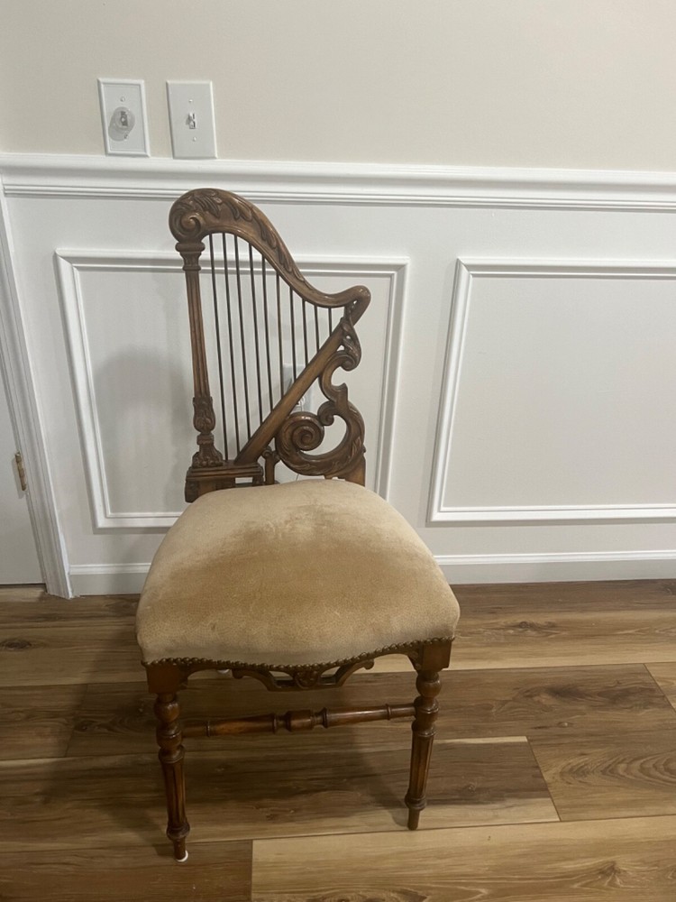 19th C Carved Accent Harp back chair