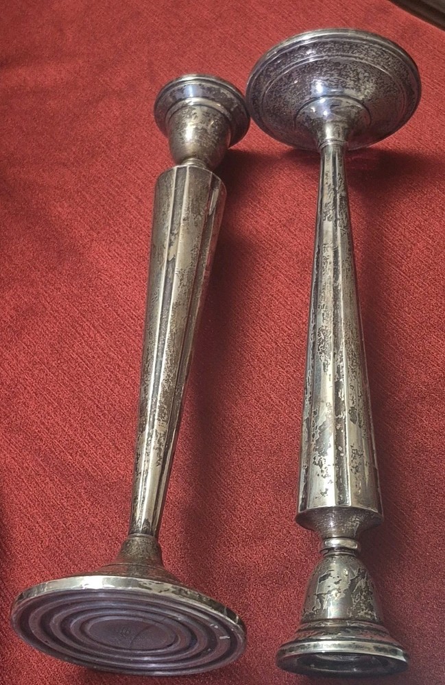 Crosby Sterling Weighted Tall Style Column Candleholders