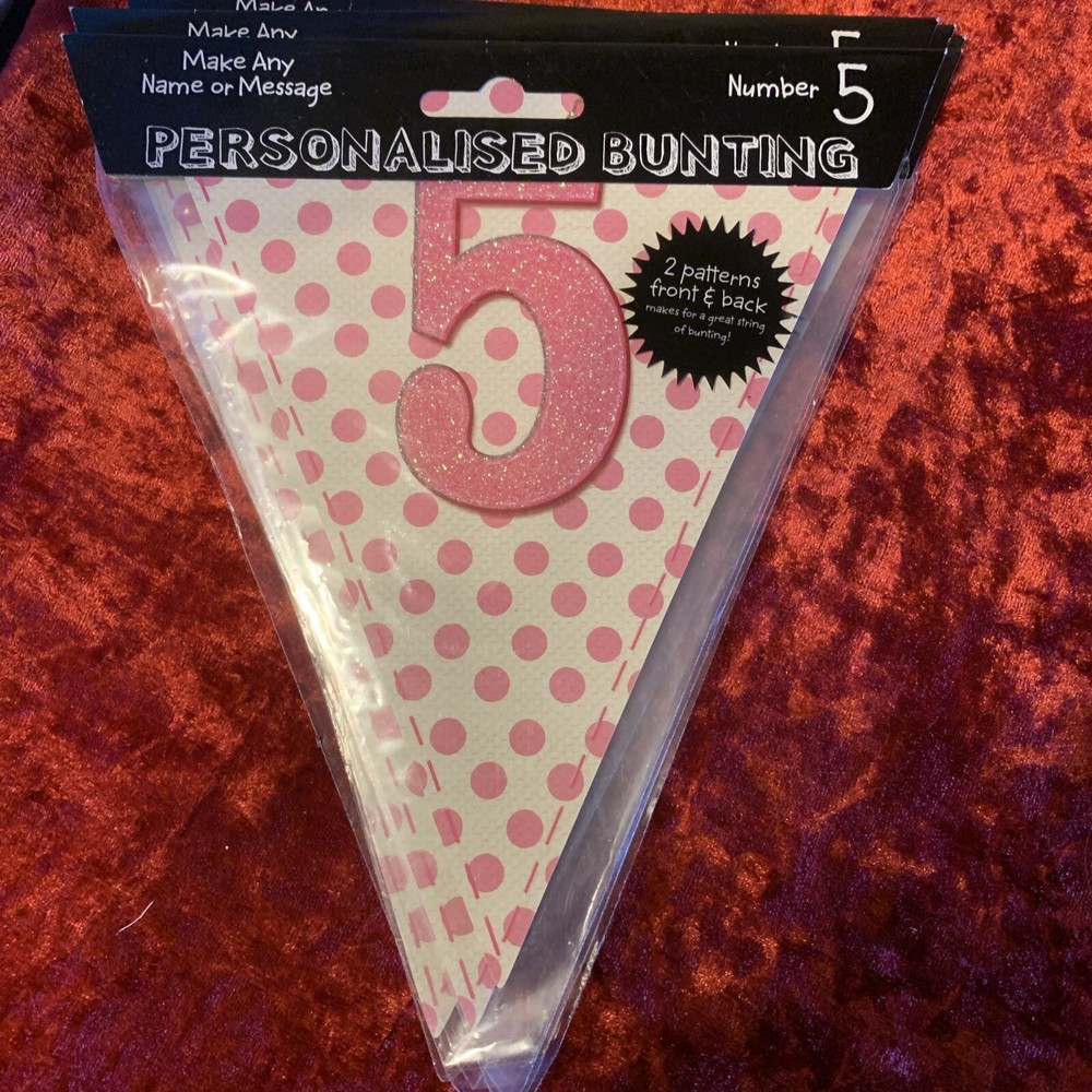 Make Any Message Or Name Personalised Bunting Pink  Number 5
