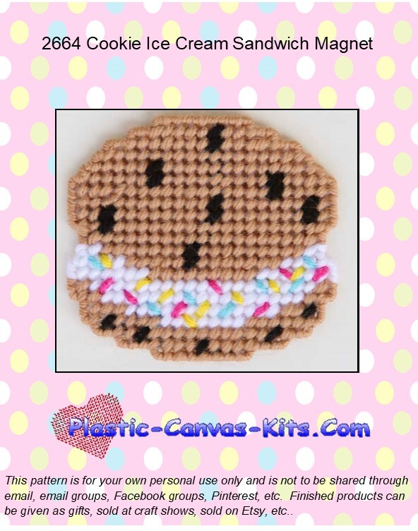 Cookie Ice Cream Sandwich Magnet-Plastic Canvas Pattern or Kit
