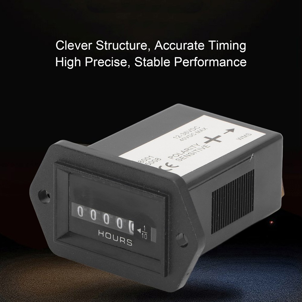 Mechanical Hour Meter Quartz Hourmeter For Construction Vehicle 12‑36VDC