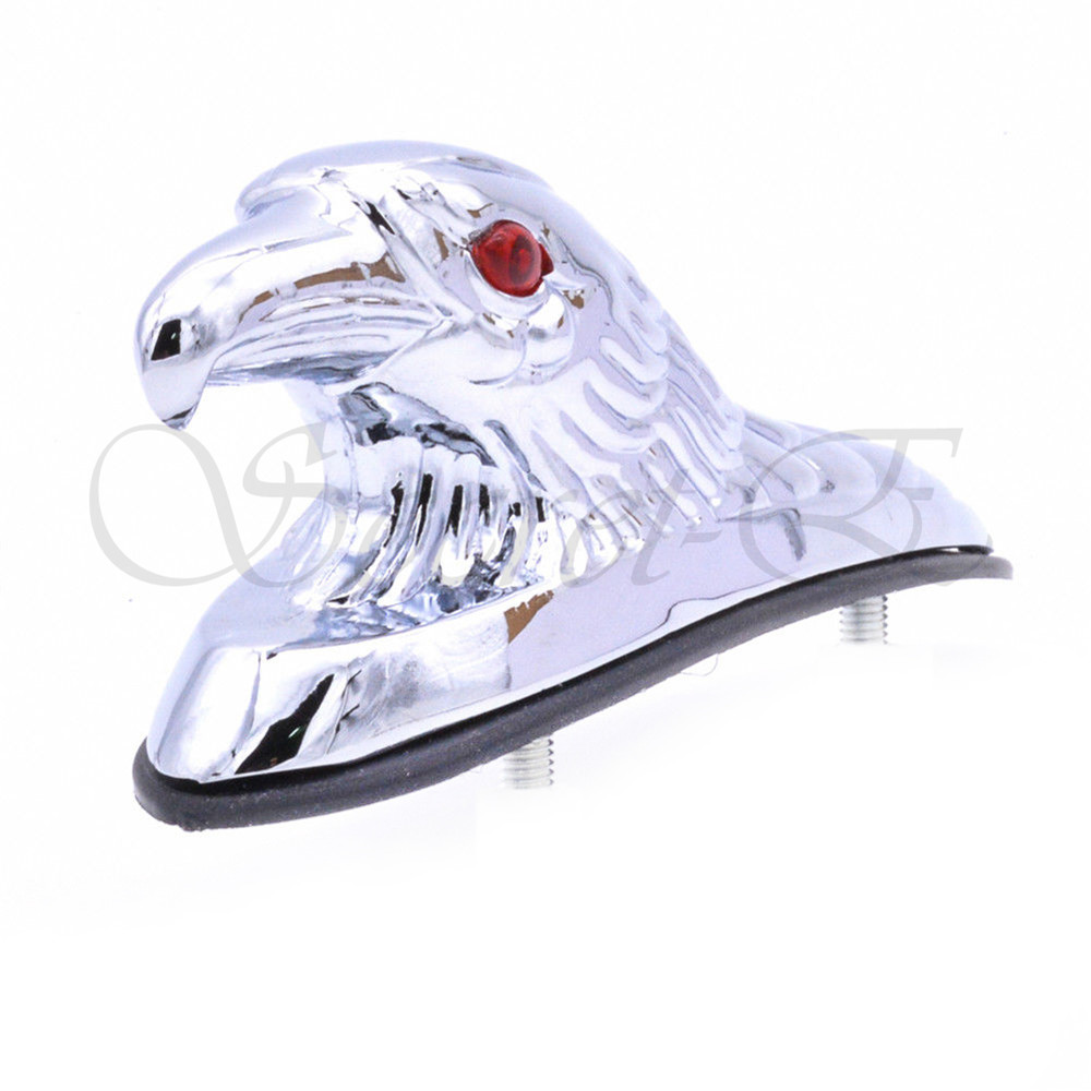 Chrome Front Fender Bonnet Eagle Head with Red Eyes