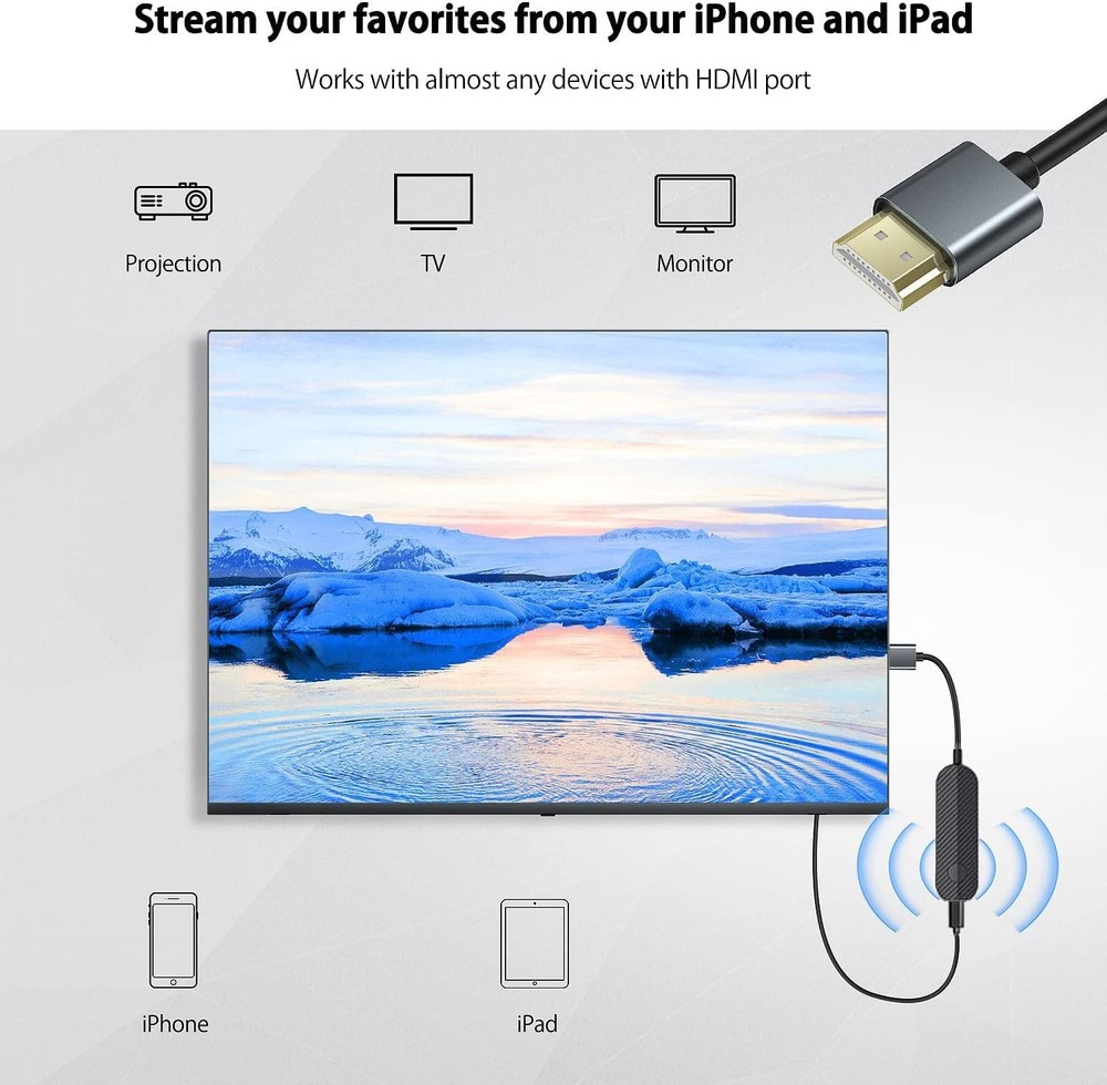 iShare iOS Wireless HDMI Display Adapter for iPhone, Streaming Mirroring Devi...