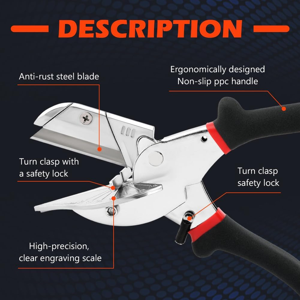 Adjustable Multi Angle Miter Shears with 10 Extra Blades, 45-135 Degree Cutter S