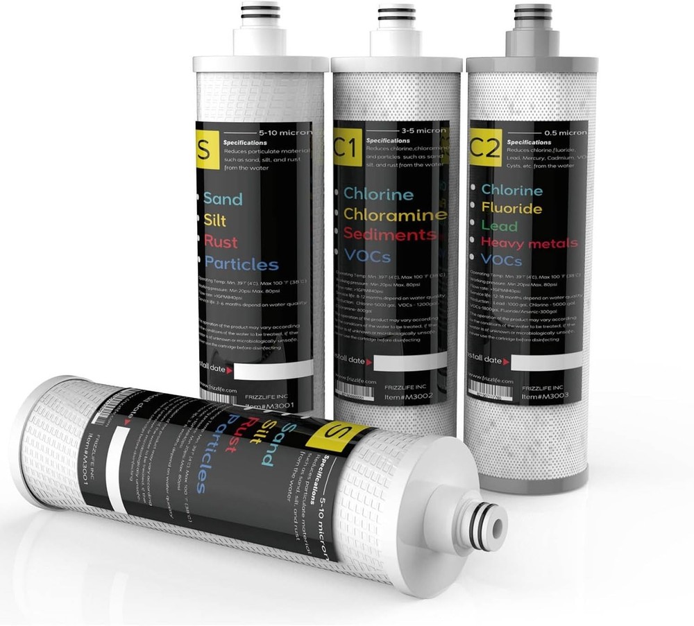 Frizzlife M3005 Replacement Filter Cartridge Set 4 Pack New