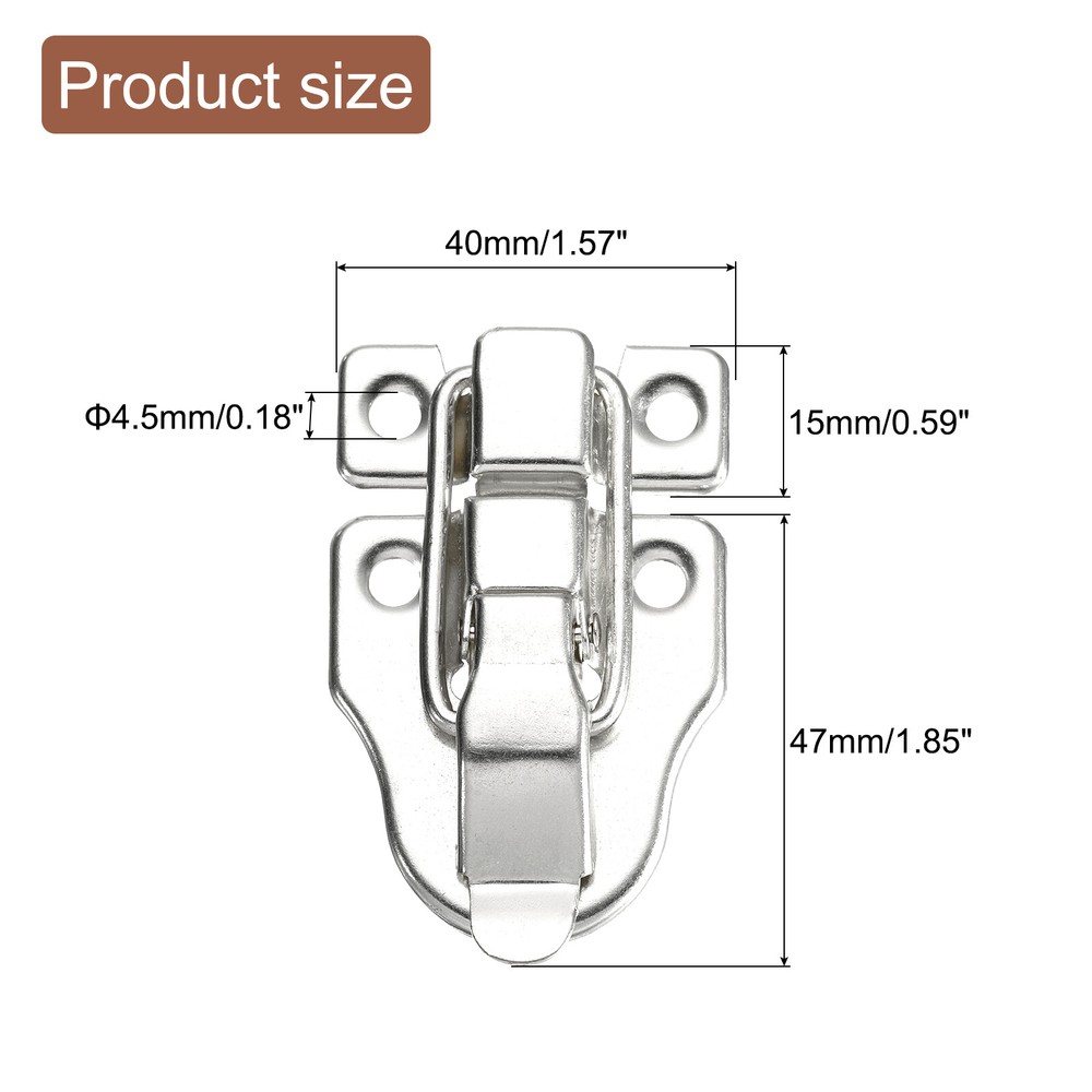 2 Pcs Duck-billed Hasp Lock, Retro Box Toggle Latch without Padlock Hole, Silver