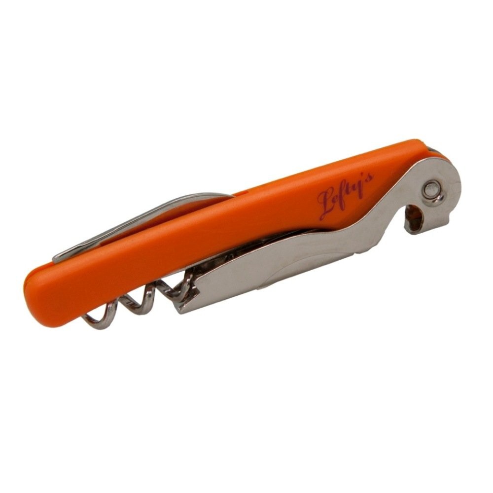 Left-Handed Folding Waiter 4-in-1 Corkscrew Orange Handle