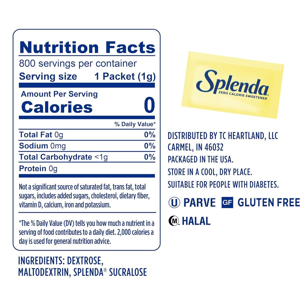 SPLENDA Zero Calorie Sweetener Value Pack, 800 Count Packets - Sugar Substitute