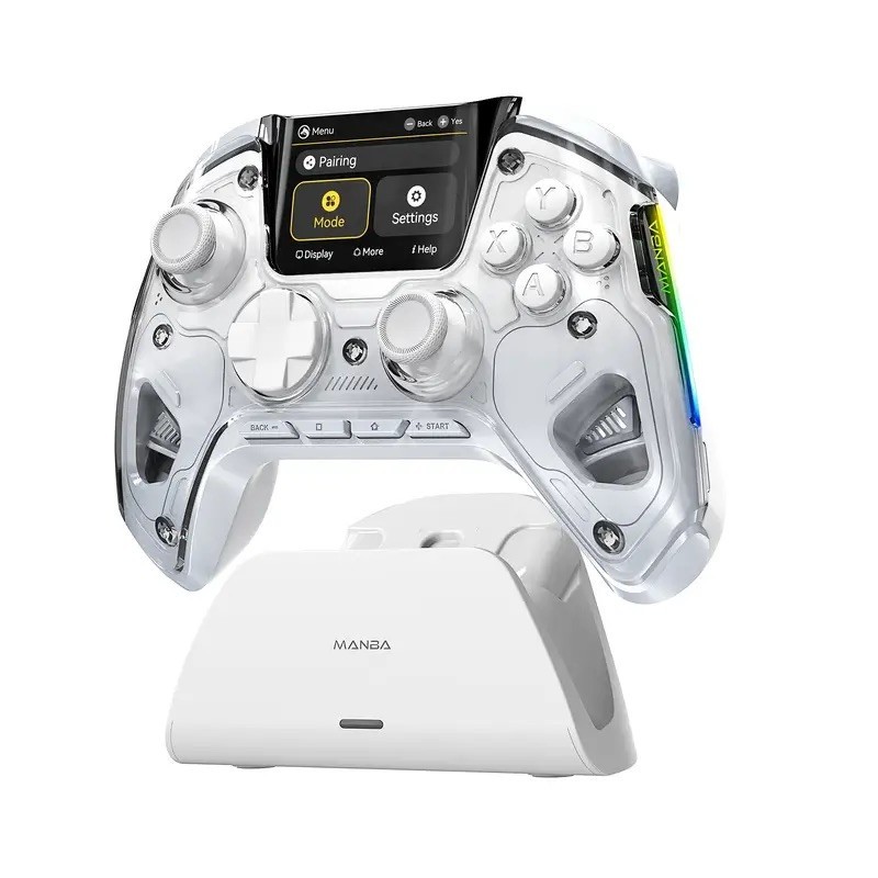 Manba One Full Color Interactive Screen Gaming Controller w/ Charging Dock White