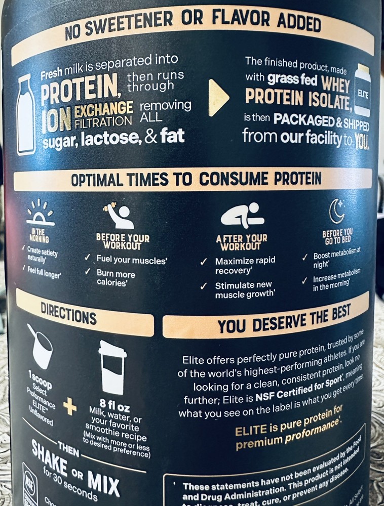 Elite Whey Isolate Unflavored 12 LBS