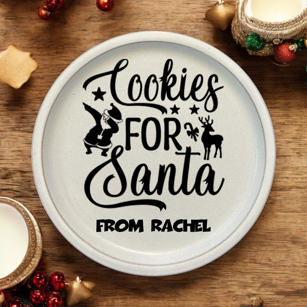Engraved 6.5" Cookies For Santa Plates with Name