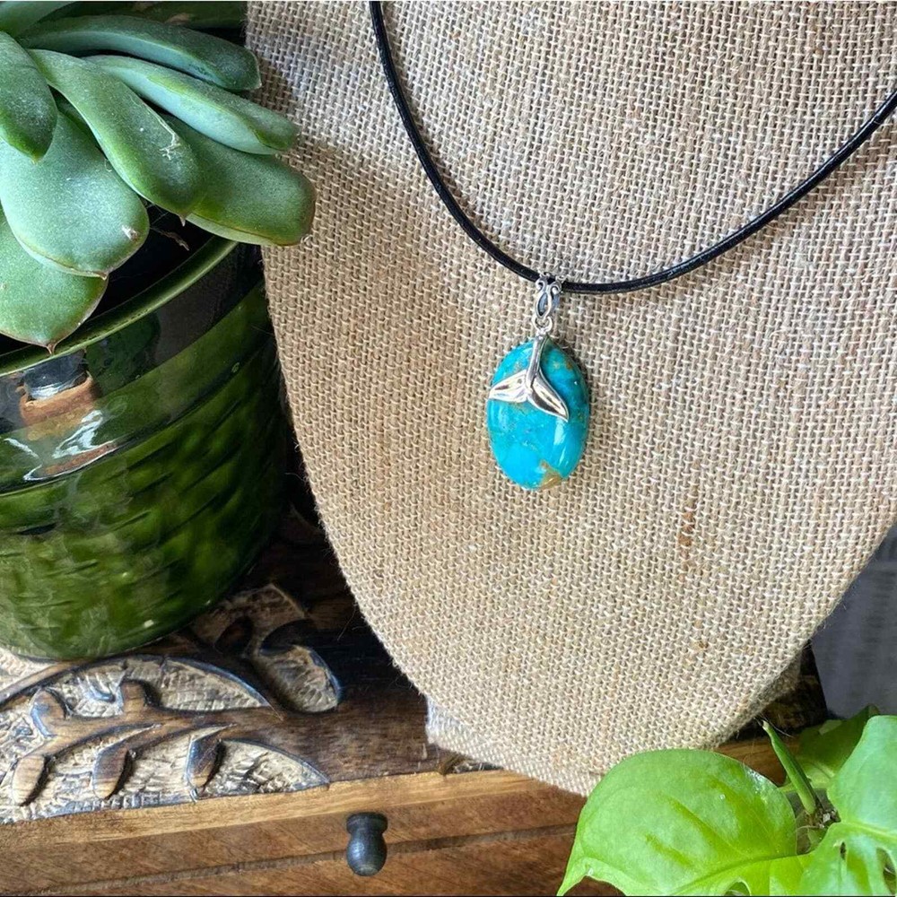 Blue Mohave Turquoise Whale Tail Necklace